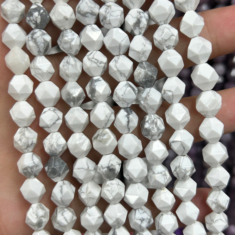 Howlite Nugget Faceted Beads 6mm 8mm 10mm 15''