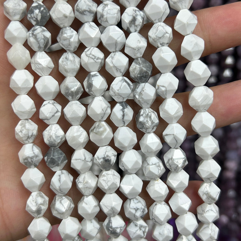 Howlite Nugget Faceted Beads 6mm 8mm 10mm 15''
