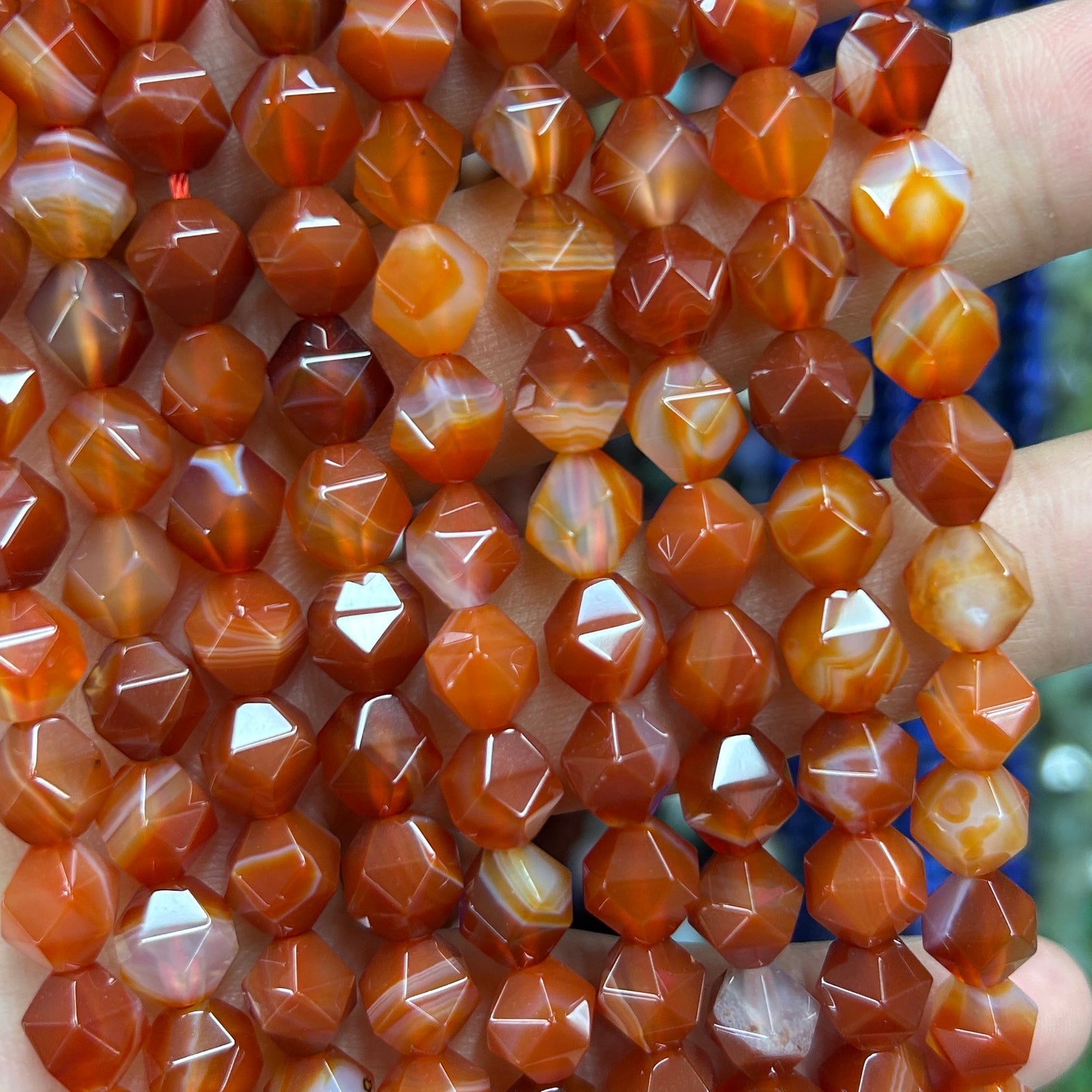 Red Agate Nugget Faceted Beads 6mm 8mm 10mm 15''