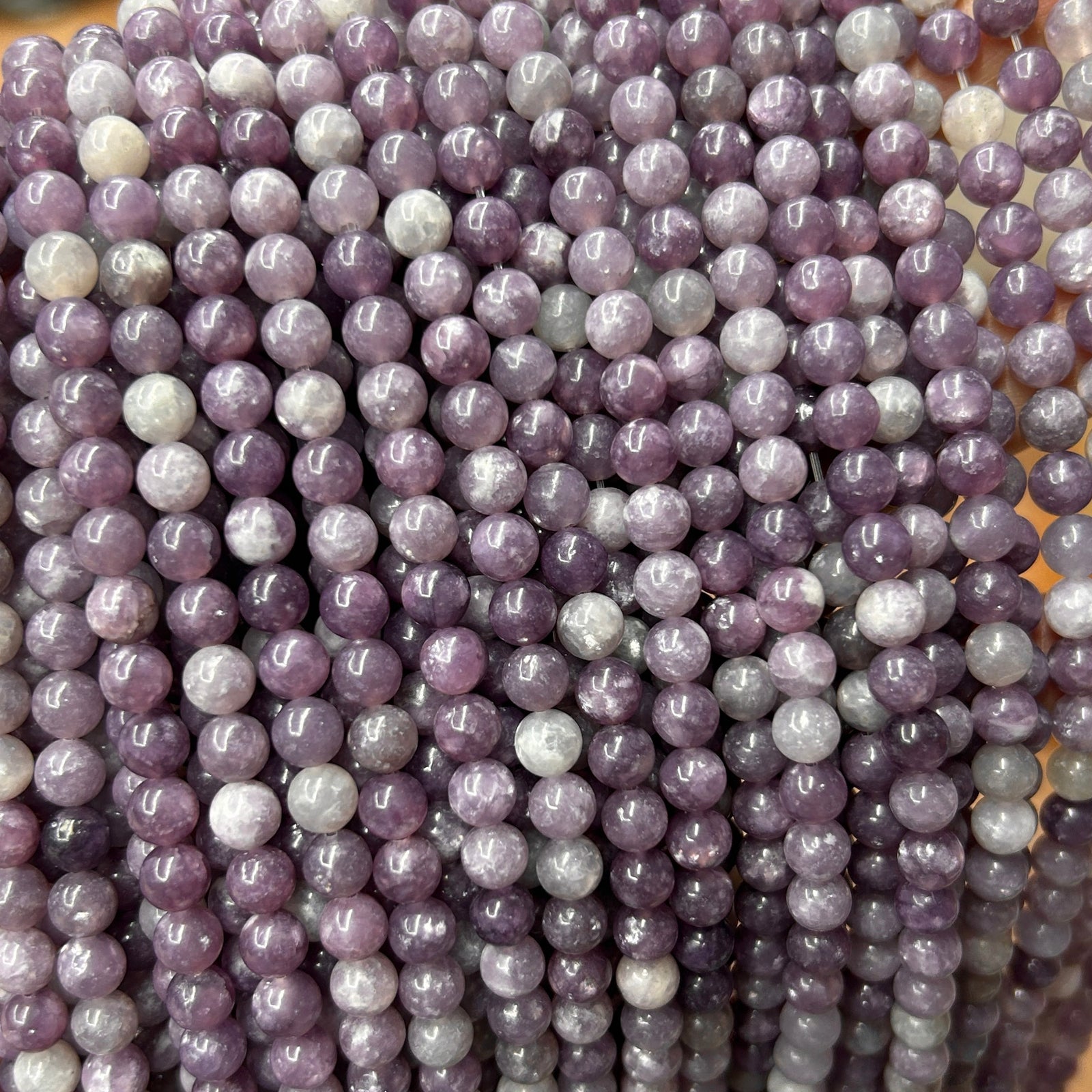Mixed Lepidolite Beads 6mm 8mm 10mm 15''