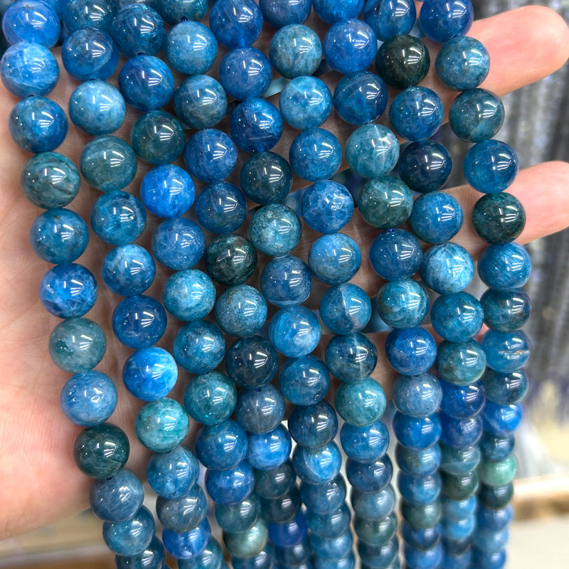 Blue Apatite Beads 4mm 6mm 8mm 10mm 15''