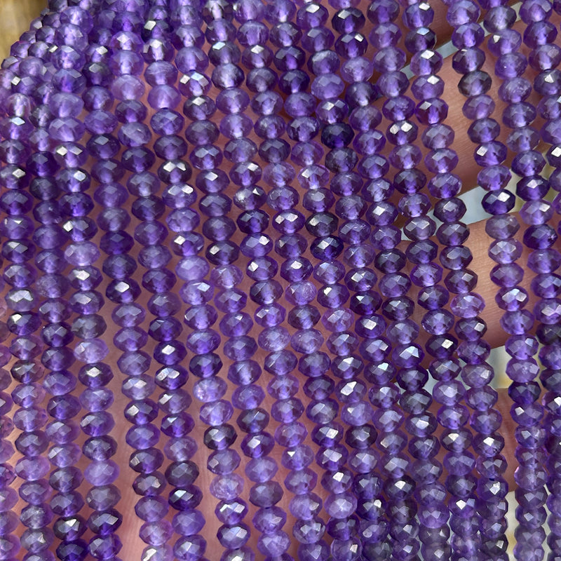 Amethyst Rondelle Faceted Beads 15''