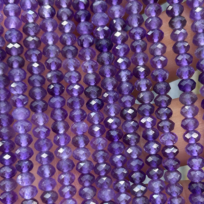 Amethyst Rondelle Faceted Beads 15''