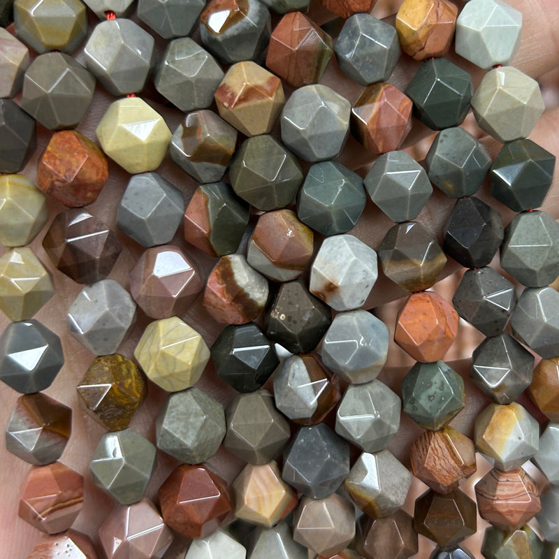 Ocean Jasper Nugget Faceted Beads 6mm 8mm 10mm 15''
