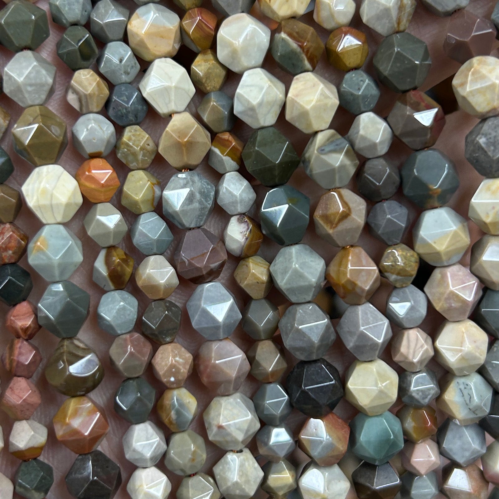 Ocean Jasper Nugget Faceted Beads 6mm 8mm 10mm 15''