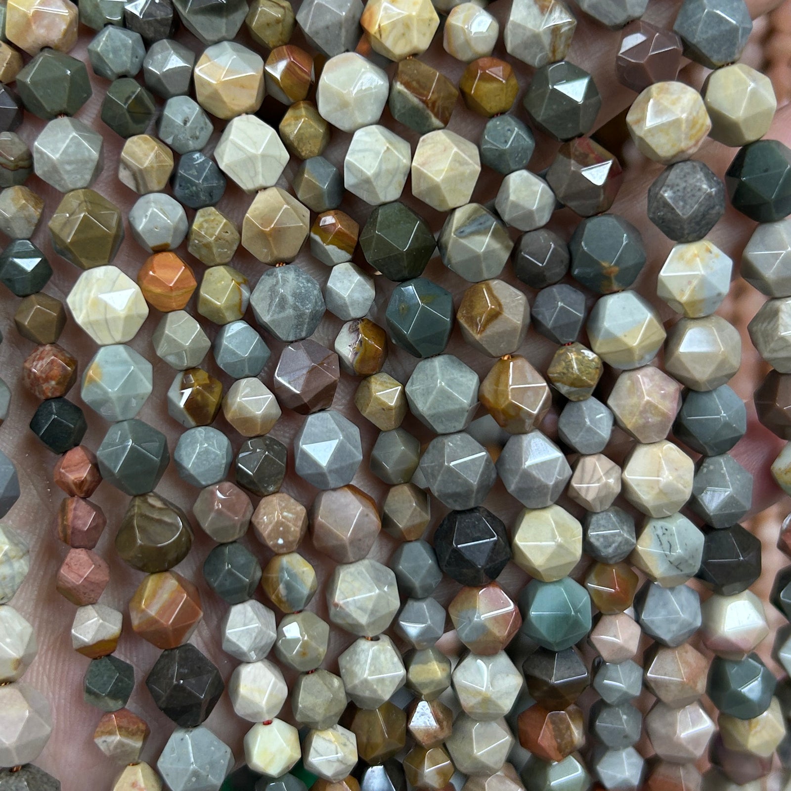 Ocean Jasper Nugget Faceted Beads 6mm 8mm 10mm 15''