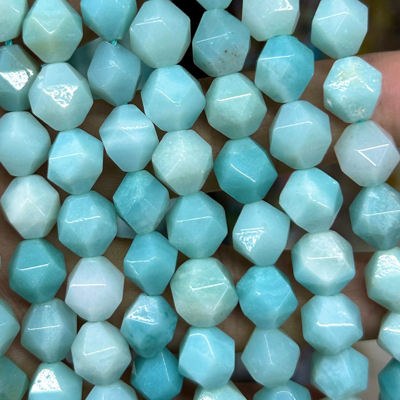 Green Amazonite Nugget Faceted Beads 6mm 8mm 10mm 15''