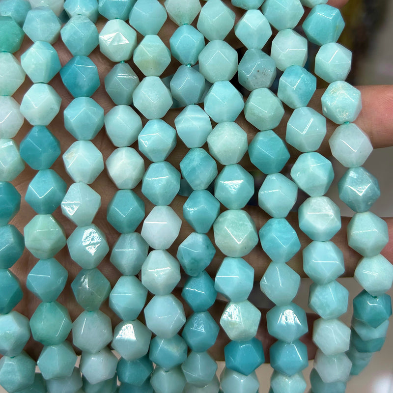 Green Amazonite Nugget Faceted Beads 6mm 8mm 10mm 15''