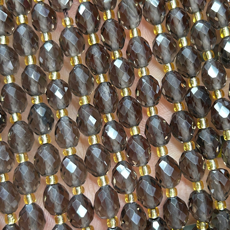 Smoky Quartz Olive Faceted Beads 15''