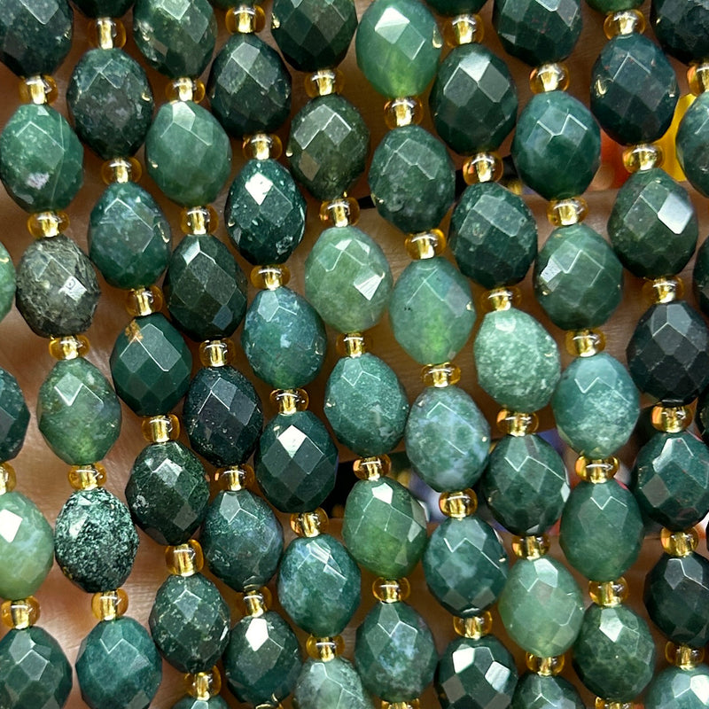 Moss Agate Olive Faceted Beads 15''