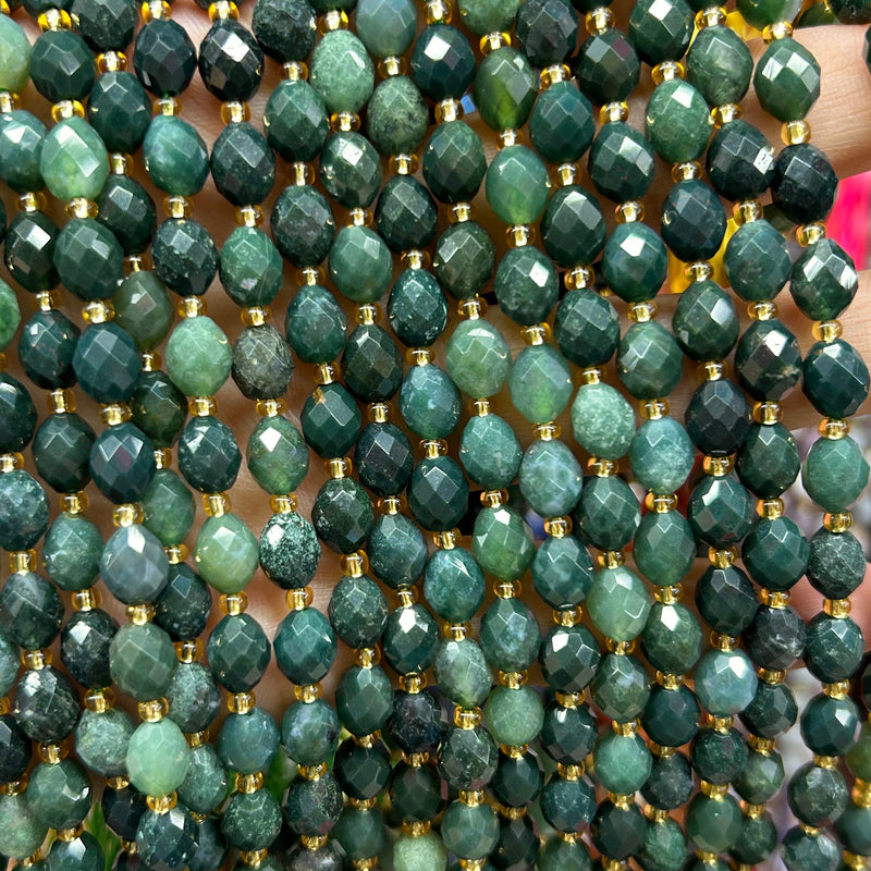 Moss Agate Olive Faceted Beads 15''