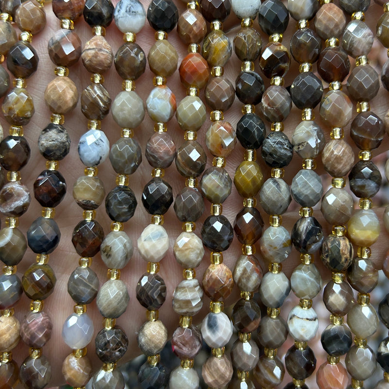 Petrified Wood Jasper Olive Faceted Beads 15''