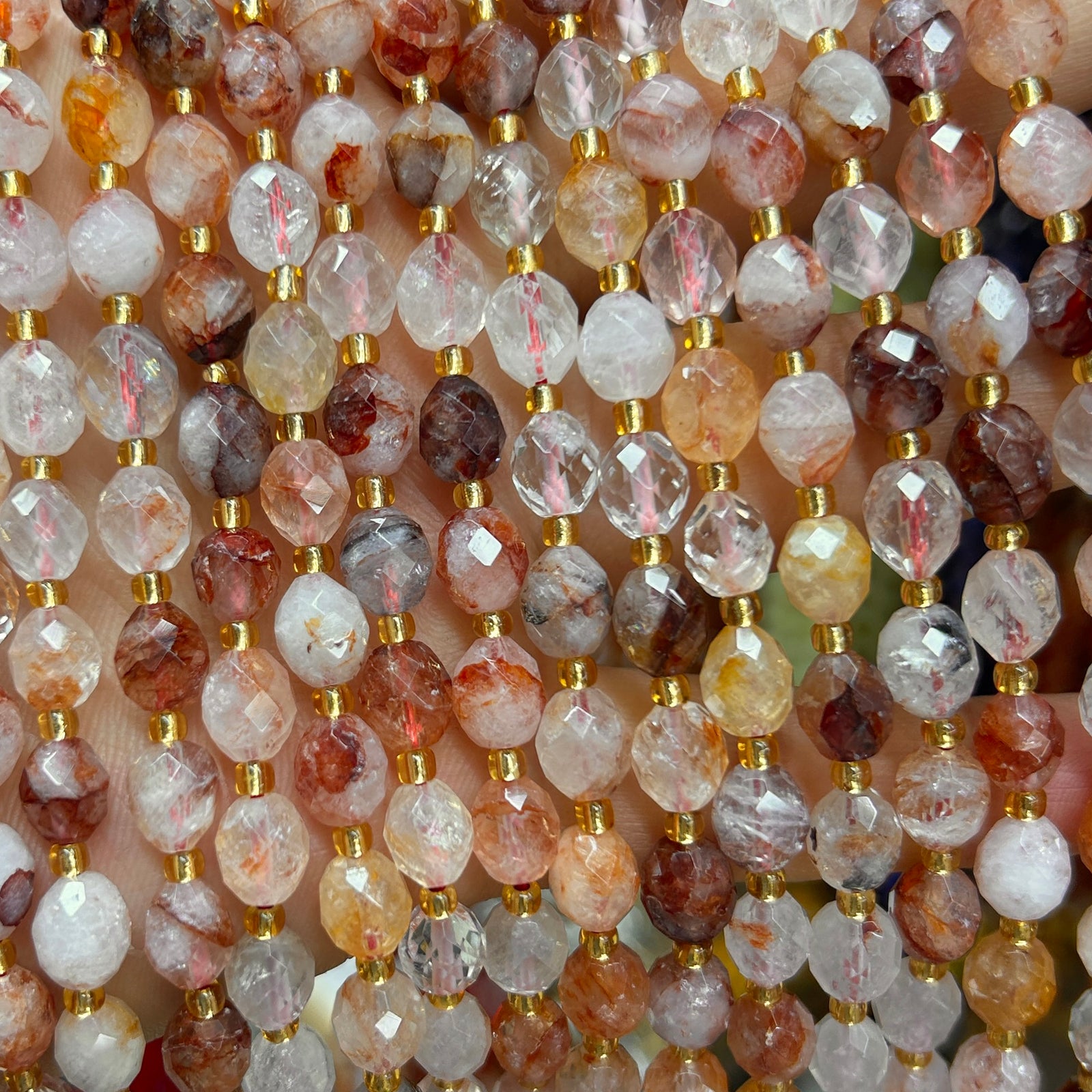 Perles à facettes en rubis 4 mm 15''