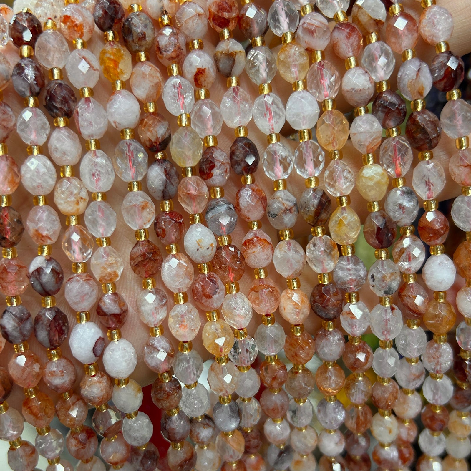 Perles à facettes en rubis 4 mm 15''