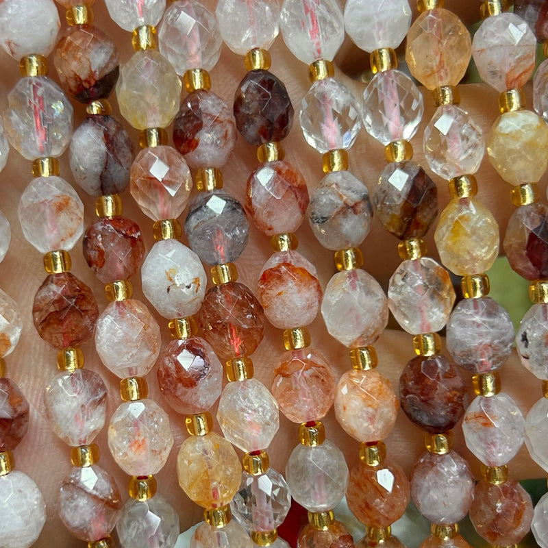 Red Hematoid Quartz Olive Faceted Beads 15''