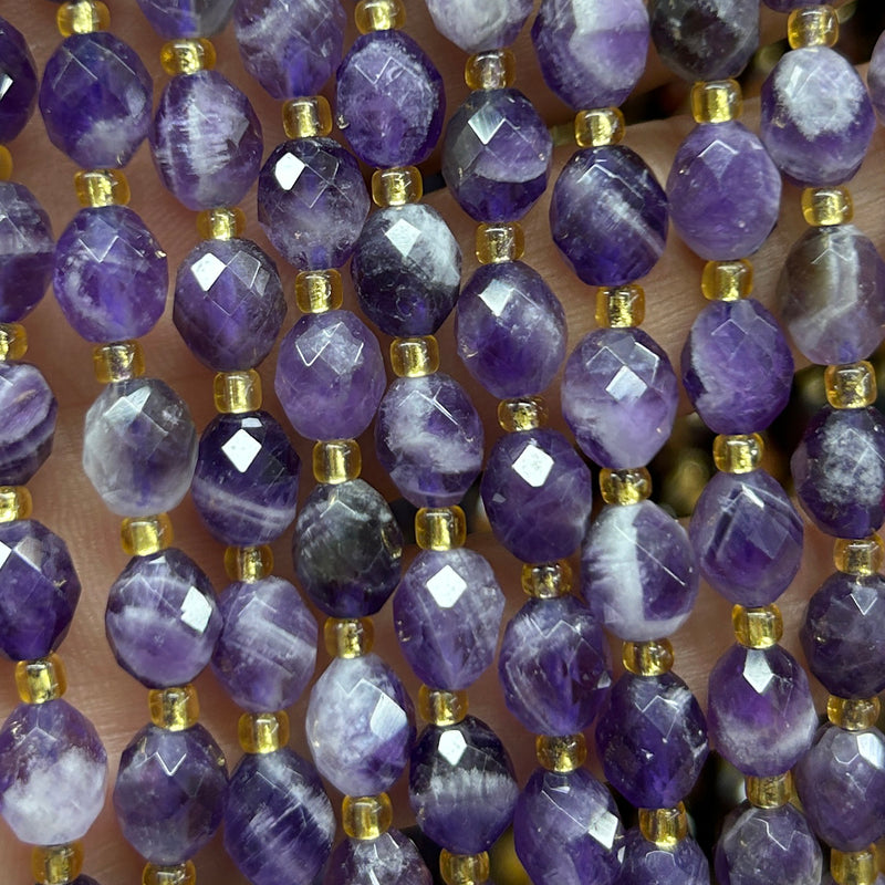 White Amethyst Olive Faceted Beads 15''