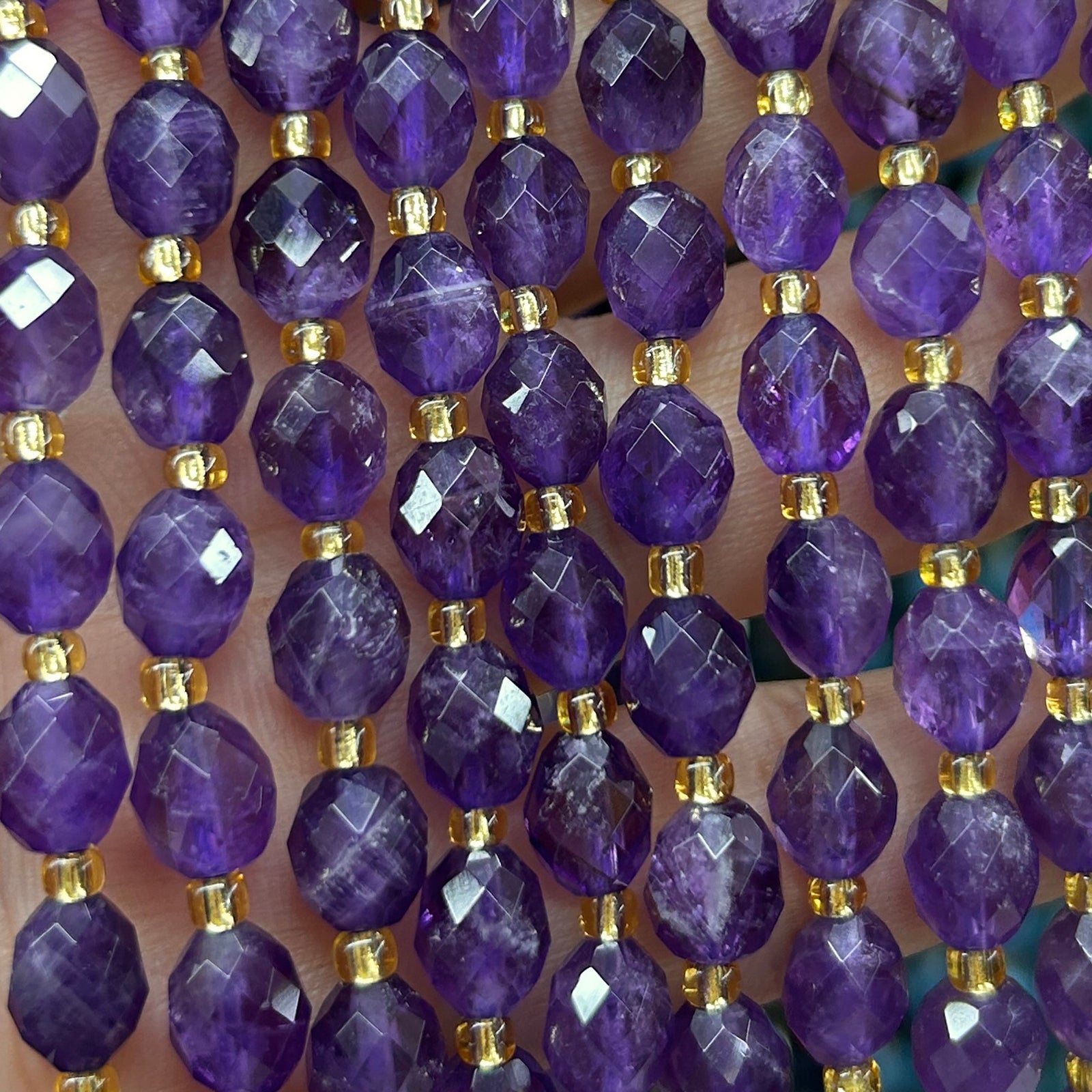 Amethyst Olive Faceted Beads 15''