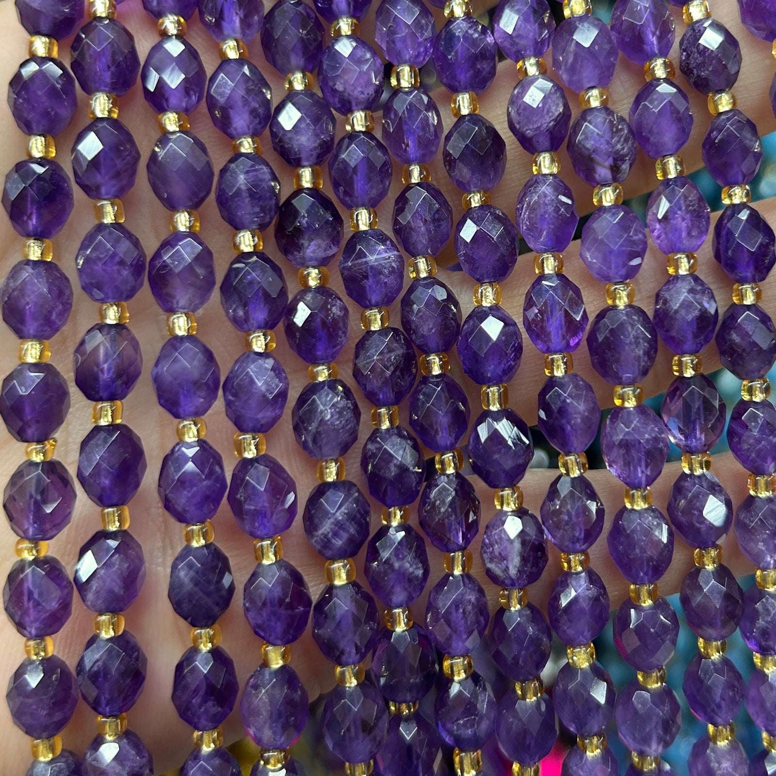 Amethyst Olive Faceted Beads 15''