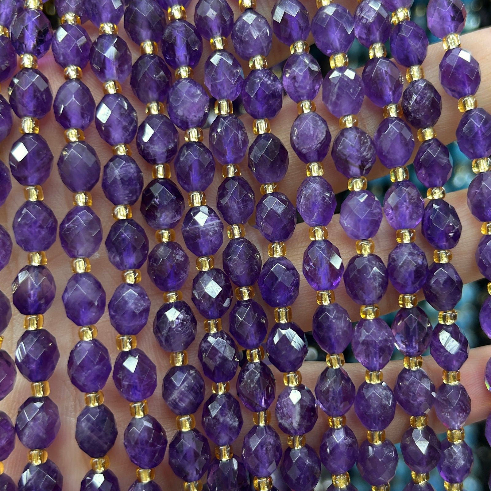Amethyst Olive Faceted Beads 15''