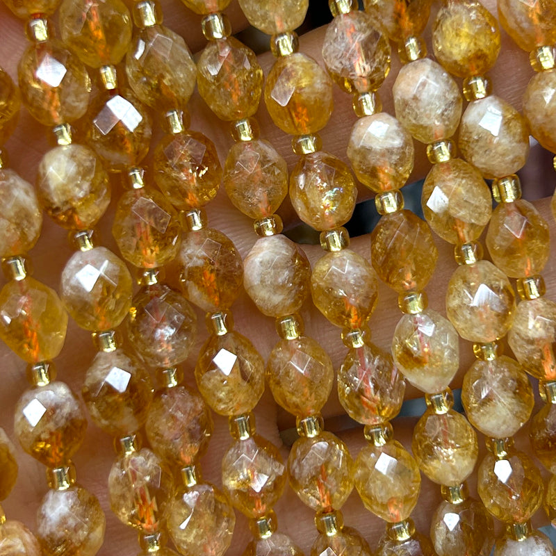 Citrine Olive Faceted Beads 15''