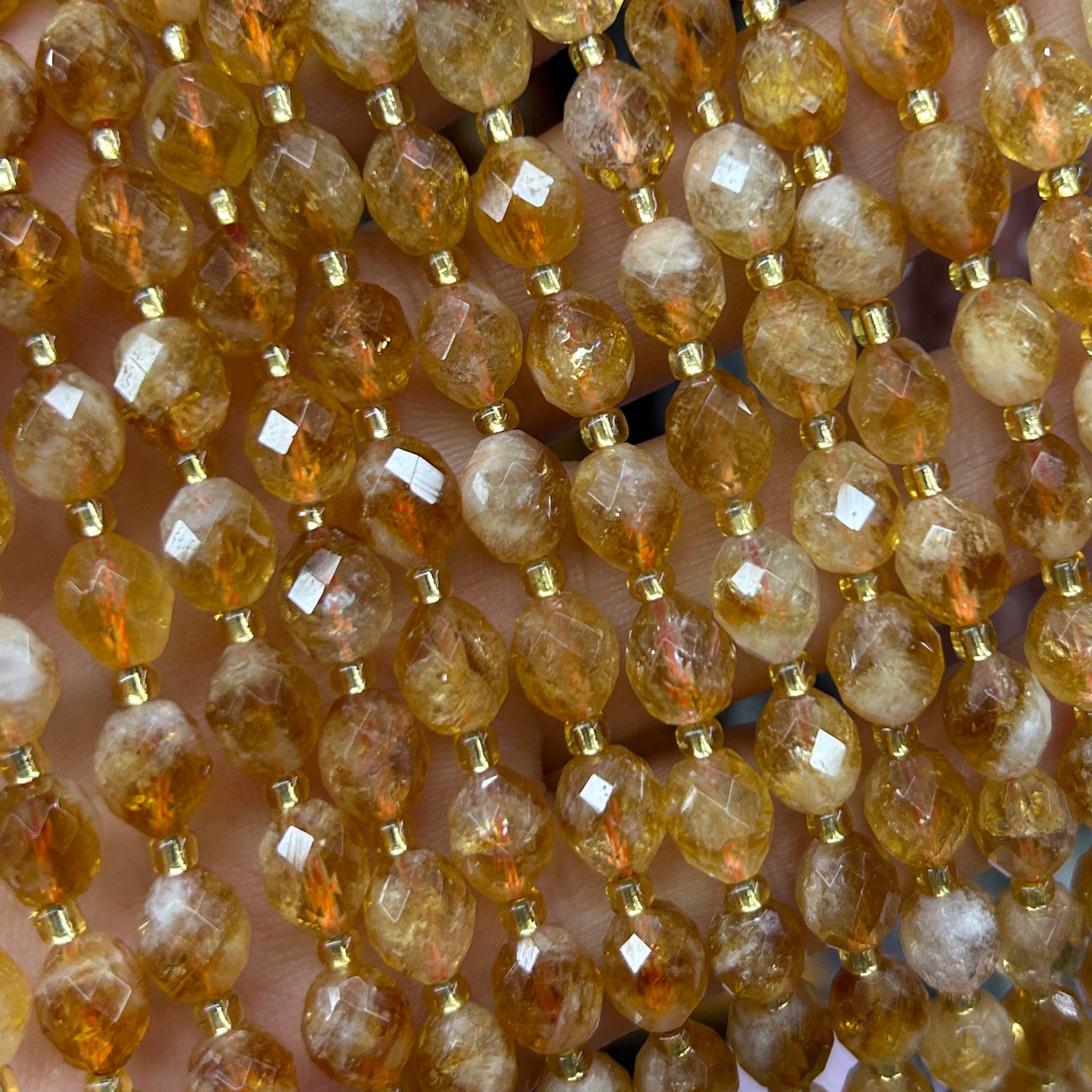 Citrine Olive Faceted Beads 15''