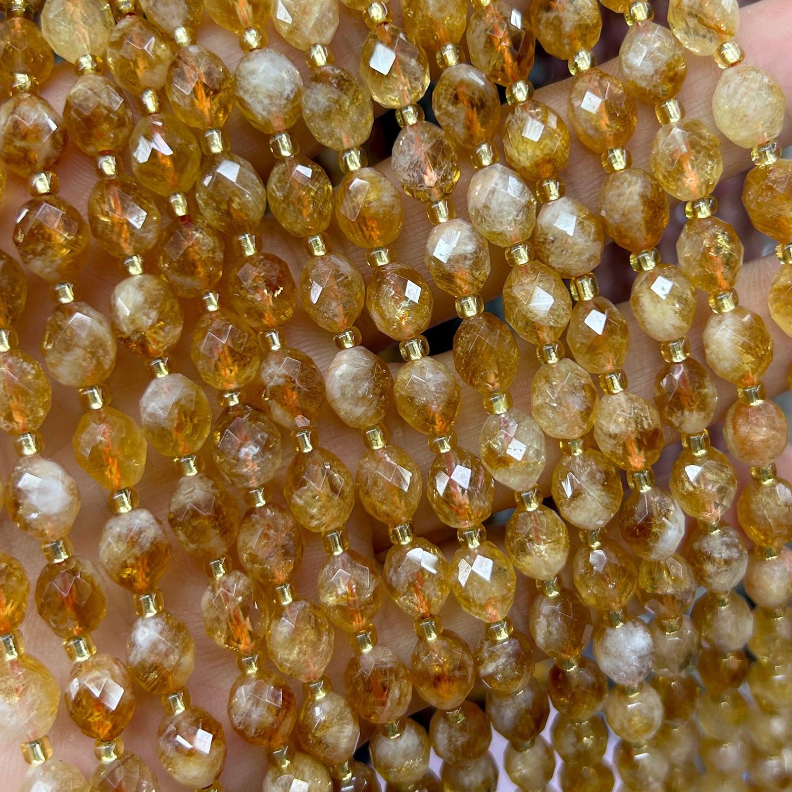 Citrine Olive Faceted Beads 15''