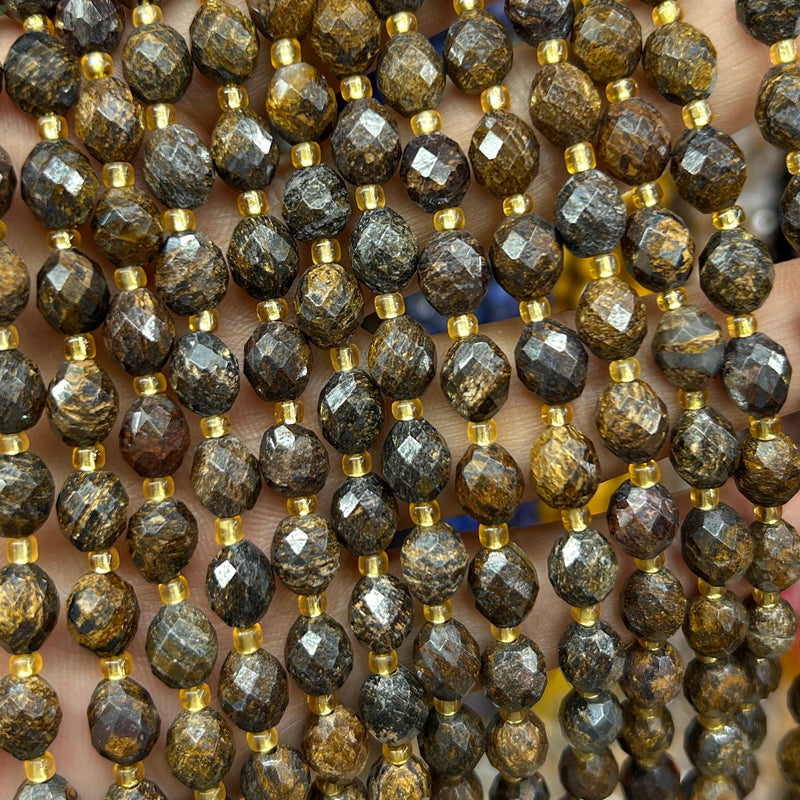 Bronzite Olive Faceted Beads 15''