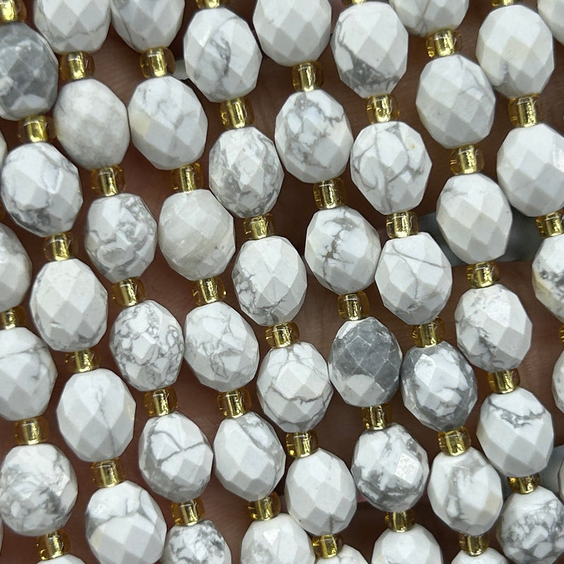 Howlite Olive Faceted Beads 15''
