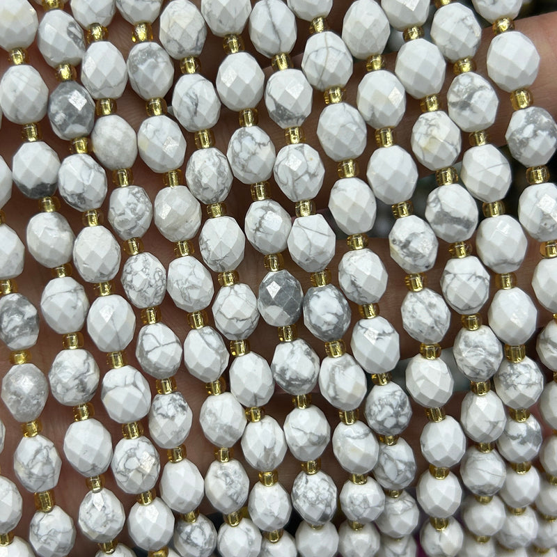 Howlite Olive Faceted Beads 15''