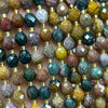Ocean Agate Olive Faceted Beads 15''