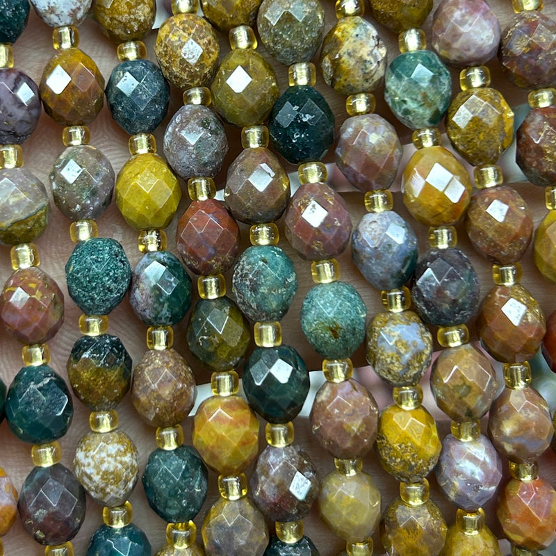 Ocean Agate Olive Faceted Beads 15''