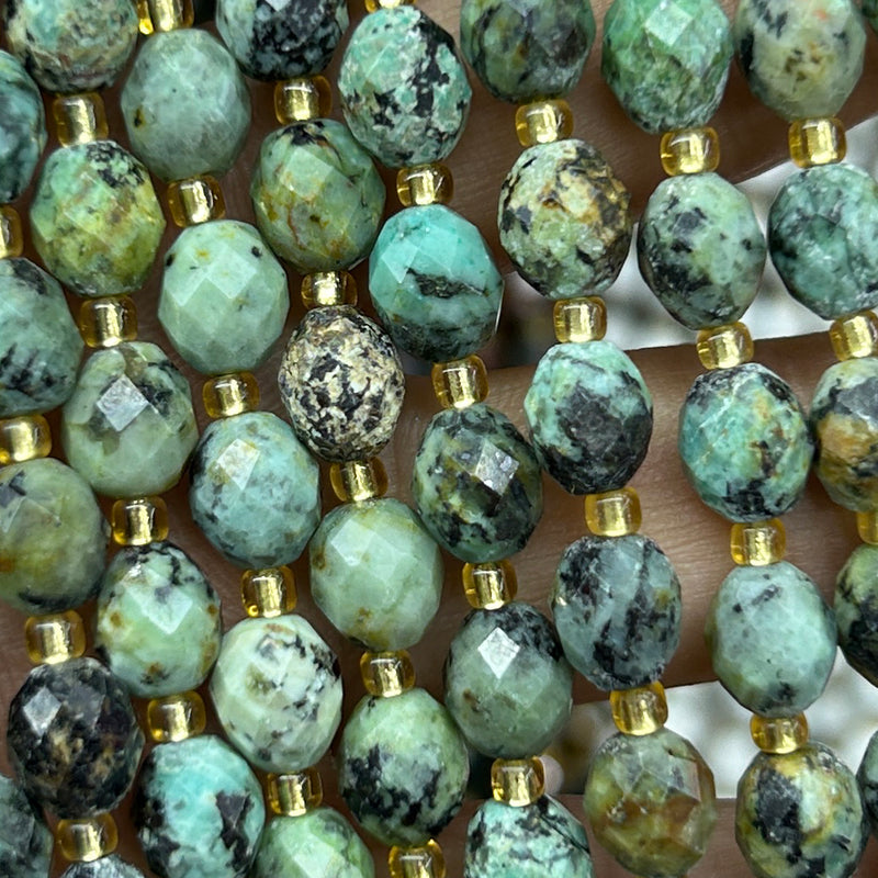 African Turquoise Olive Faceted Beads 15''