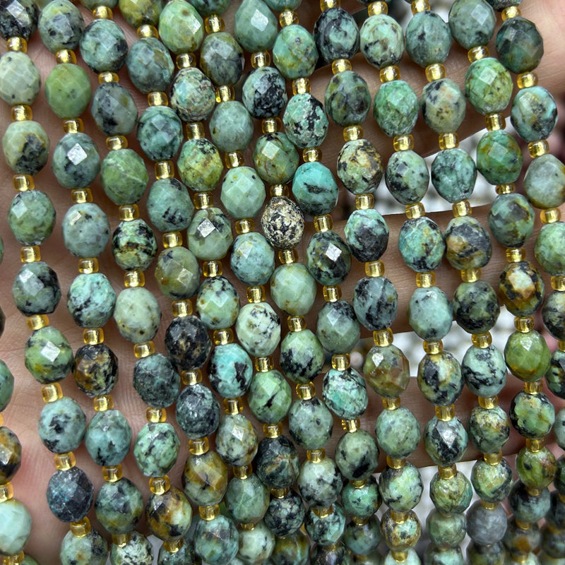 African Turquoise Olive Faceted Beads 15''