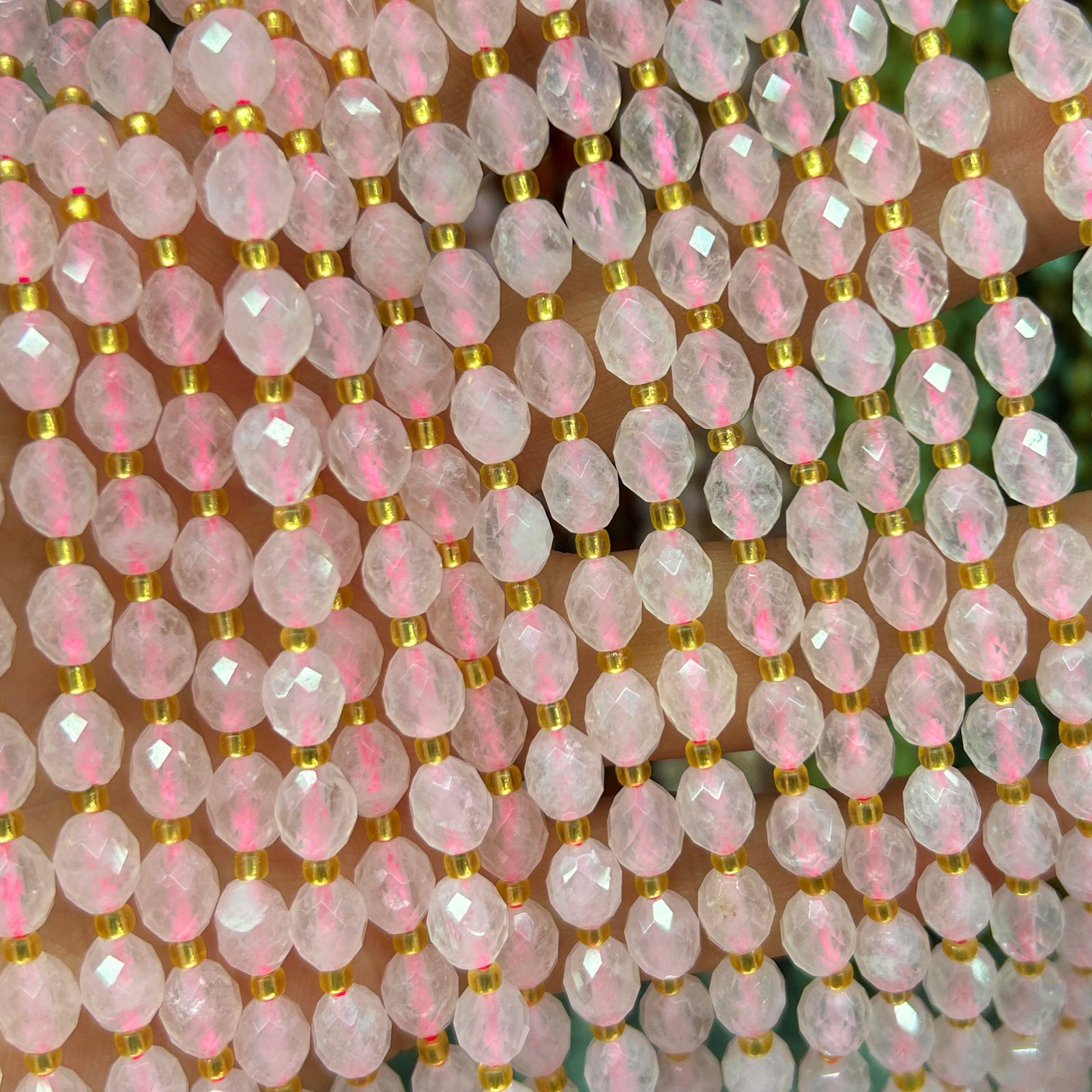Rose Quartz Olive Faceted Beads 15''