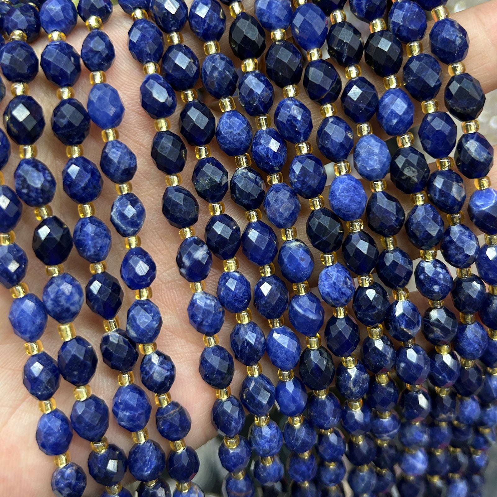 Sodalite Olive Faceted Beads 15''