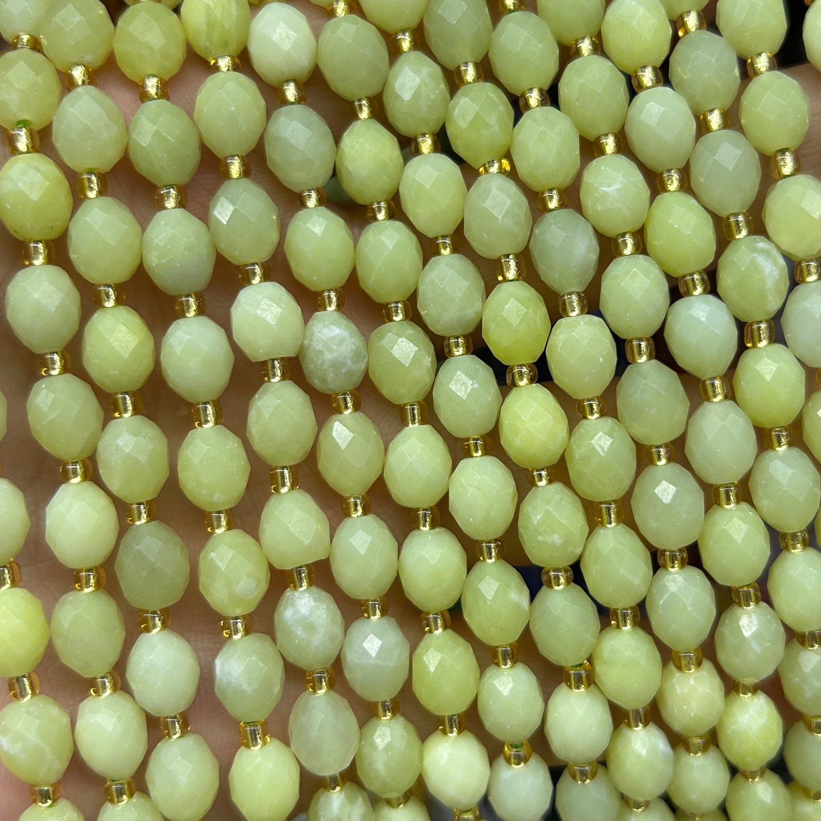 Lemon Jade Olive Faceted Beads 15''