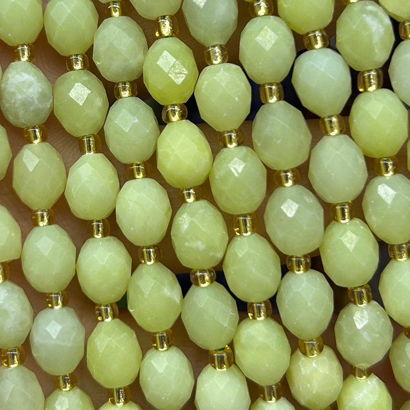 Lemon Jade Olive Faceted Beads 15''