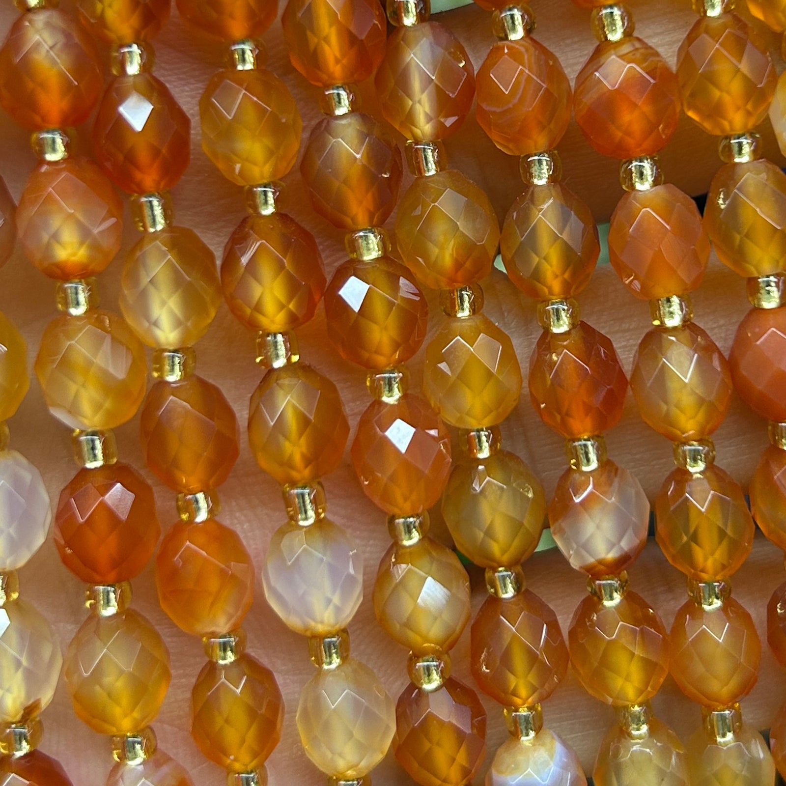 Carnelian Olive Faceted Beads 15''
