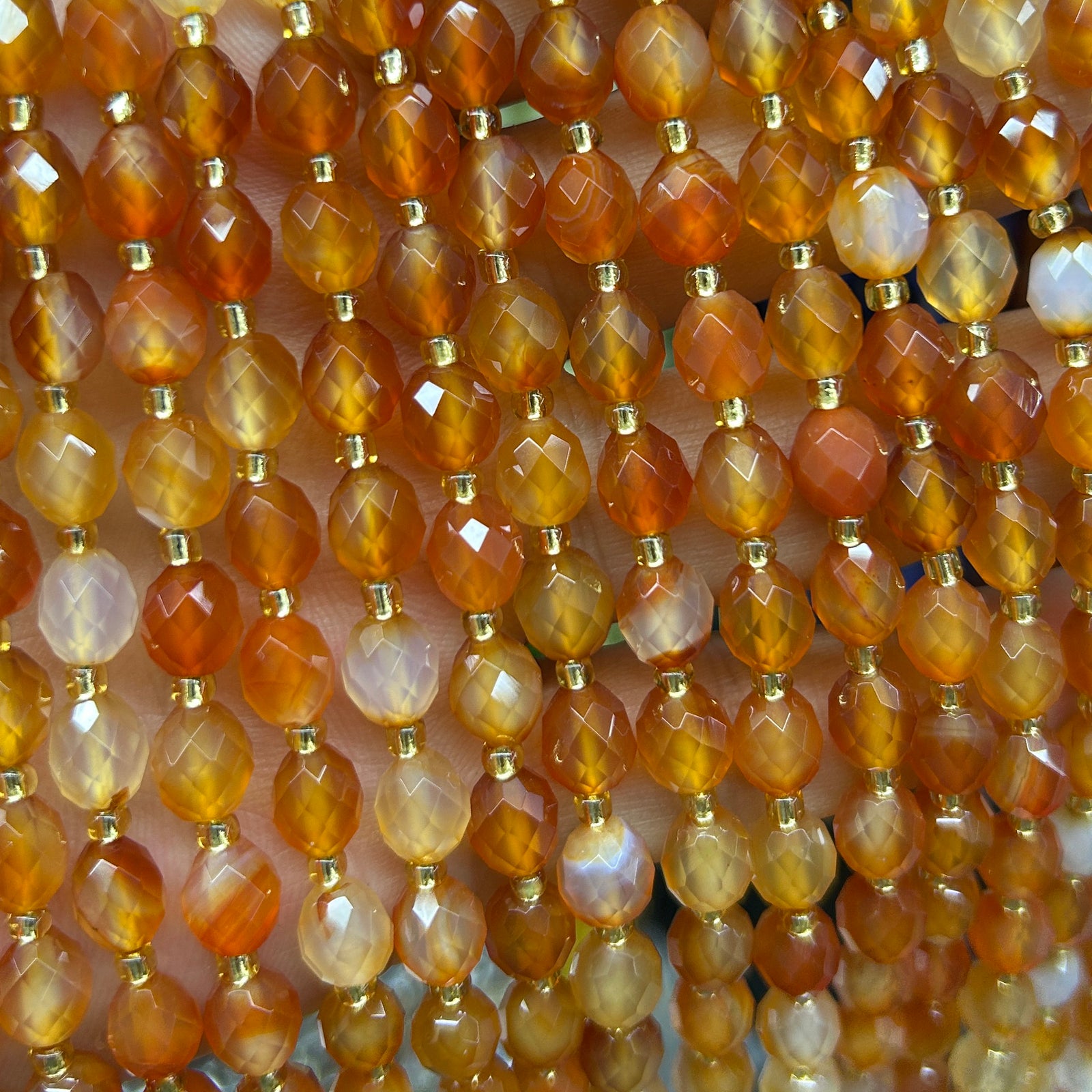 Carnelian Olive Faceted Beads 15''