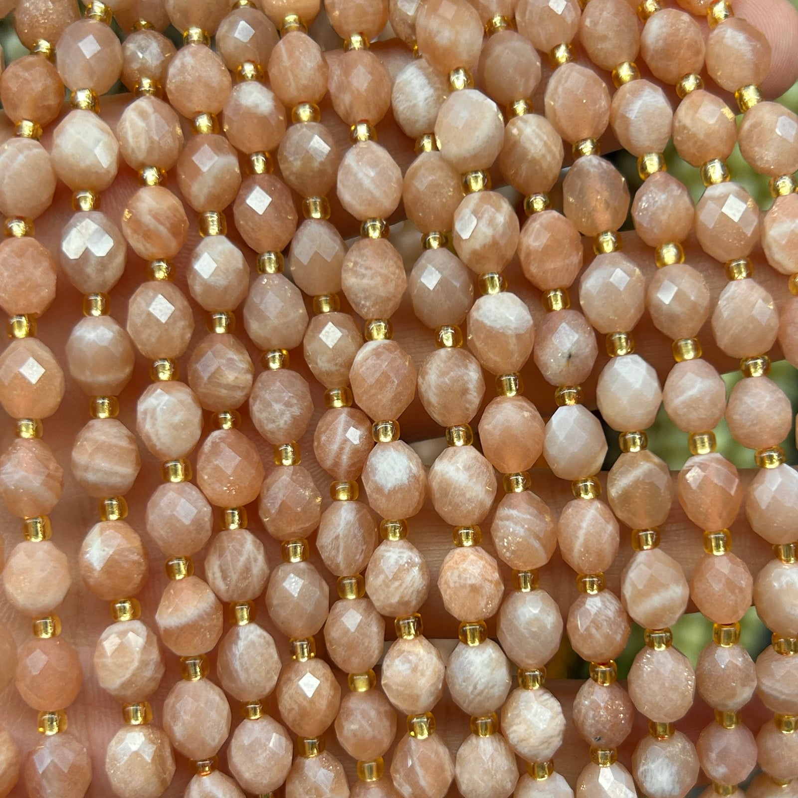Sunstone Olive Faceted Beads 15''