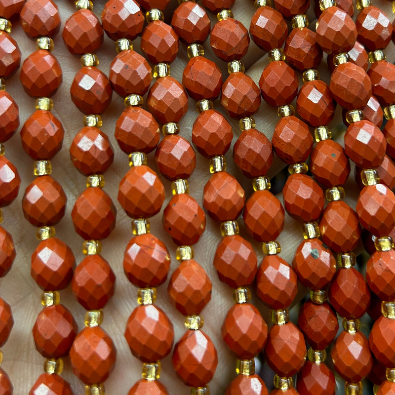 Red Jasper Olive Faceted Beads 15''