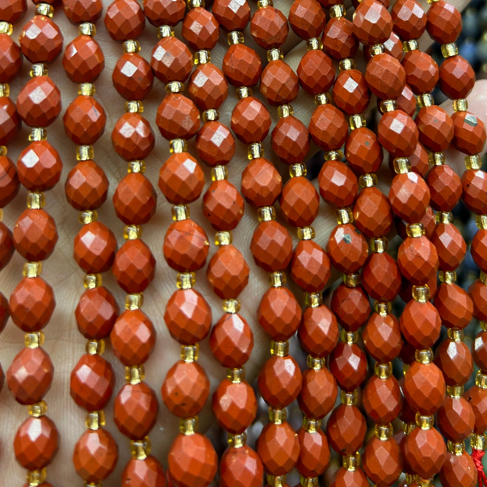 Red Jasper Olive Faceted Beads 15''