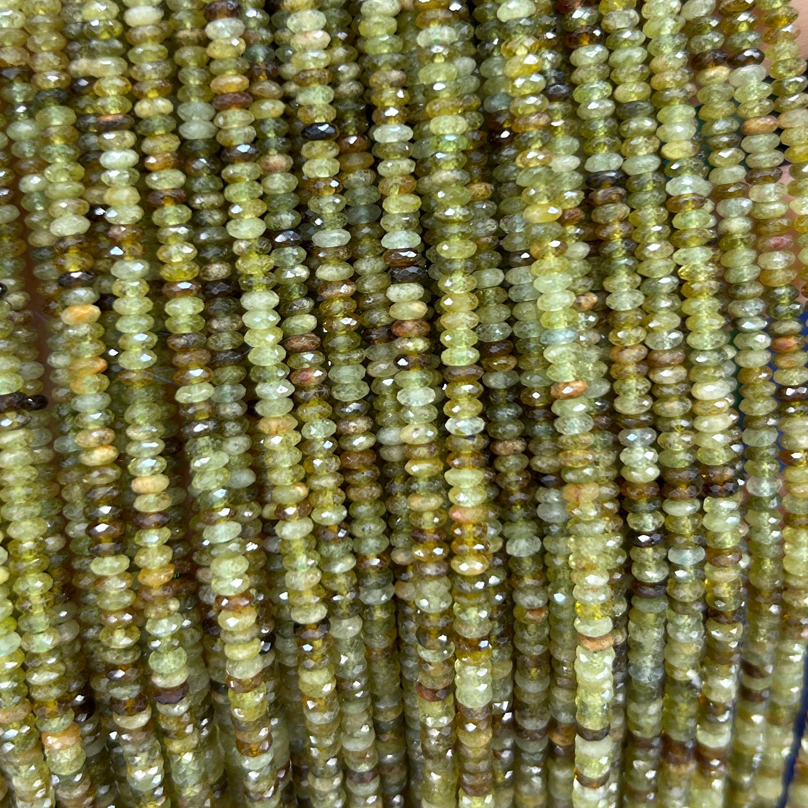 Green Garnet Rondelle Faceted Beads 15''
