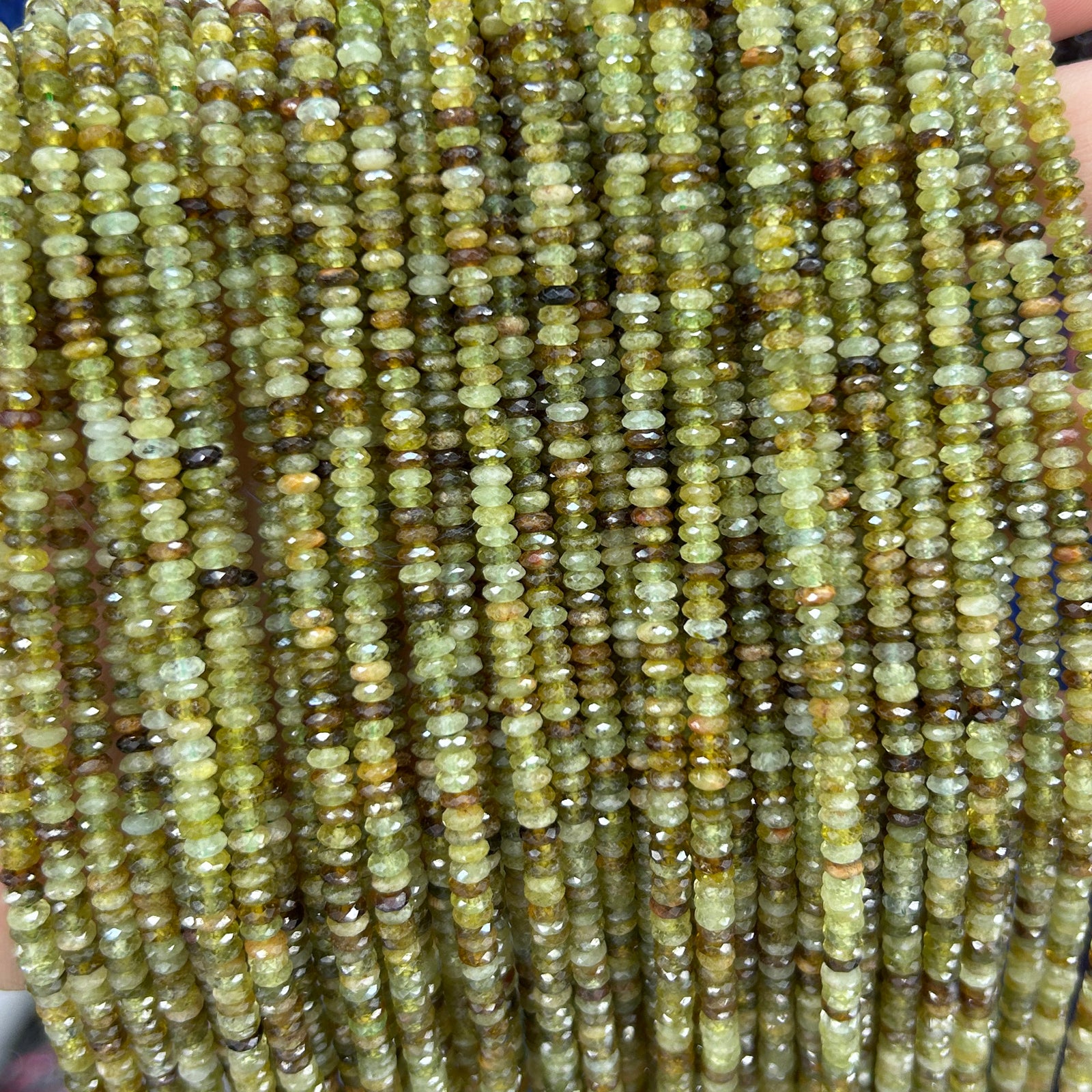 Green Garnet Rondelle Faceted Beads 15''