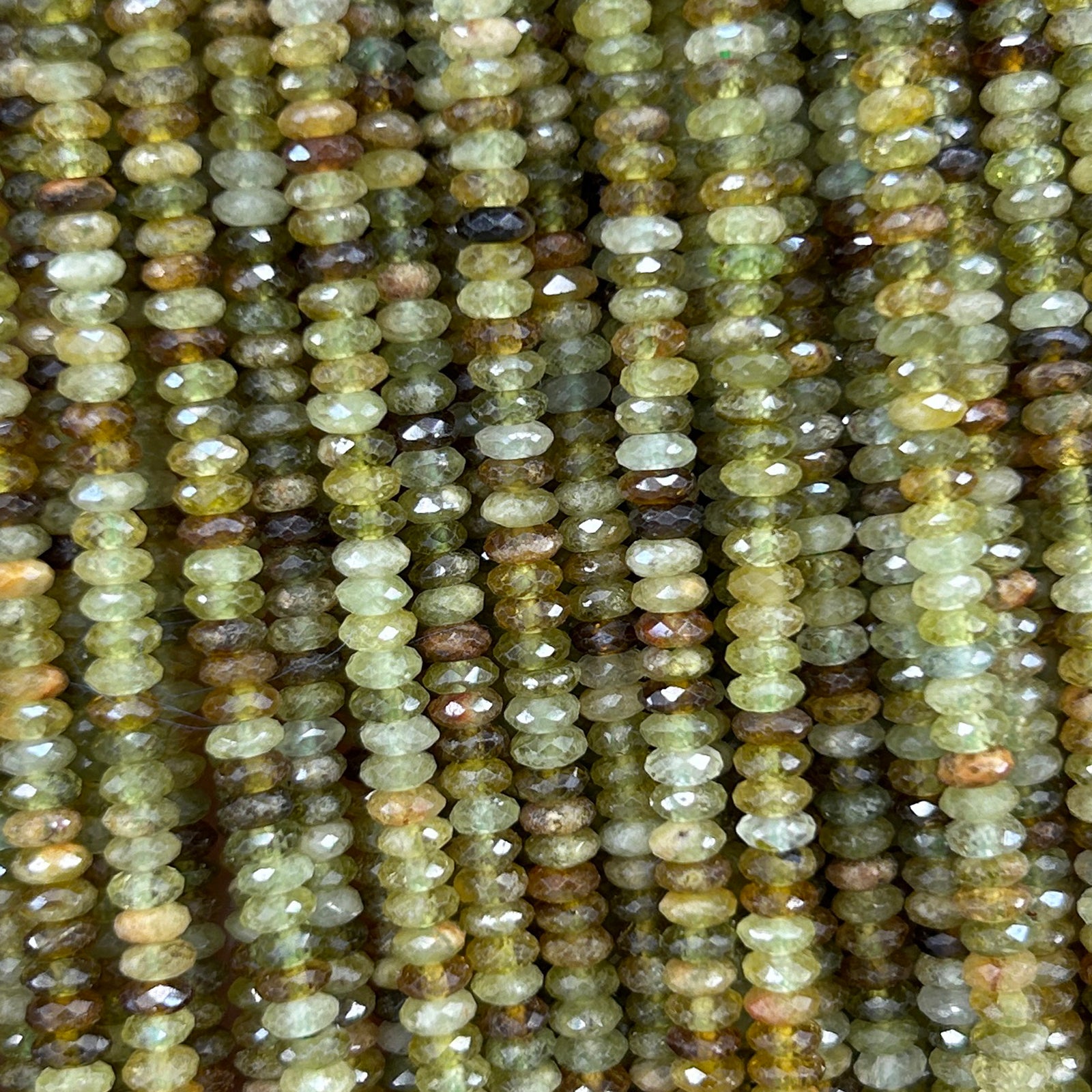 Green Garnet Rondelle Faceted Beads 15''