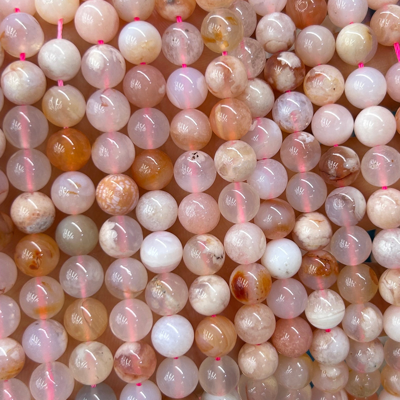 Blossom Agate Beads 6mm 8mm 10mm 15''