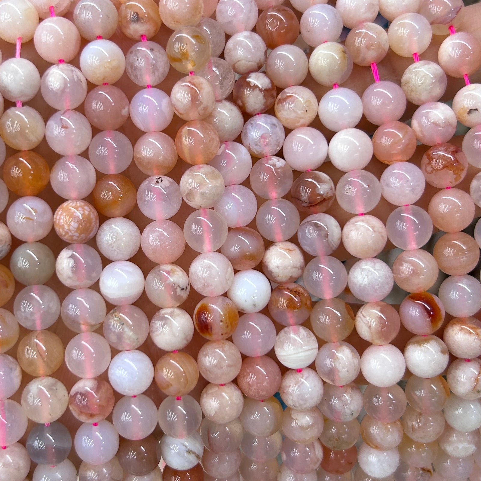 Blossom Agate Beads 6mm 8mm 10mm 15''