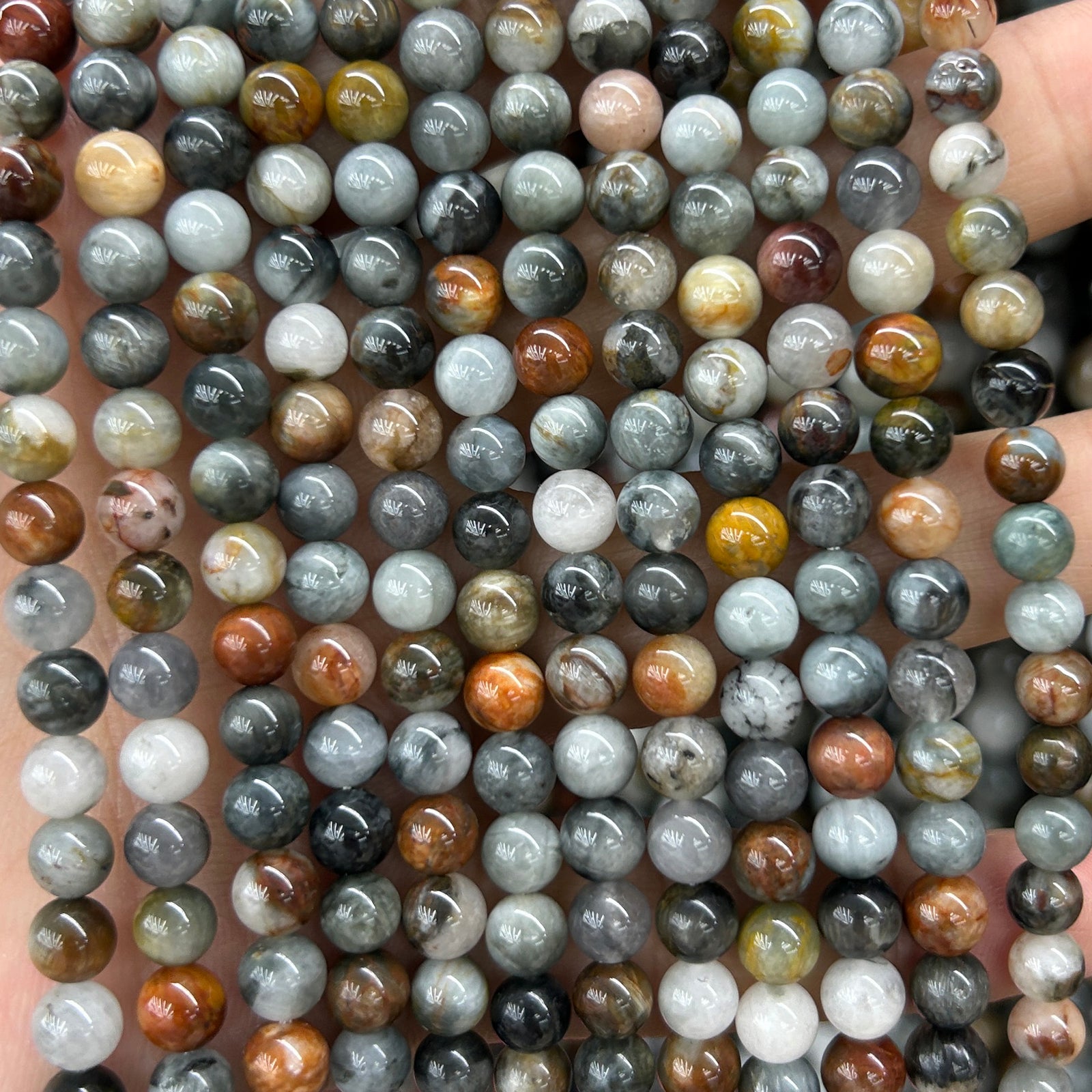 Mixed Hawk Eye Beads 6mm 8mm 10mm 15''