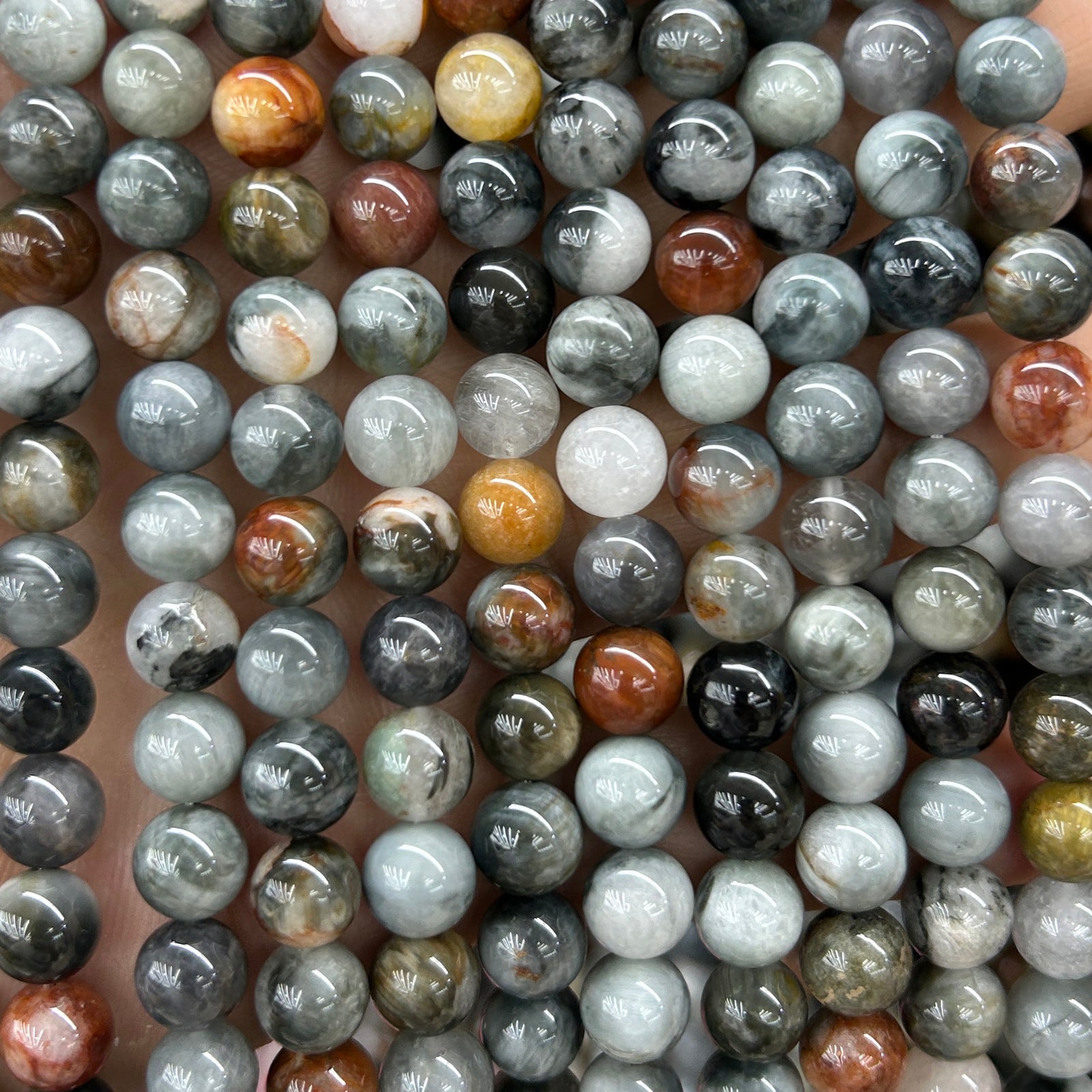Mixed Hawk Eye Beads 6mm 8mm 10mm 15''