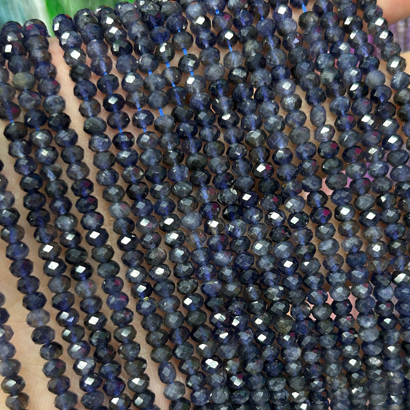 A Iolite Rondelle Faceted Beads 3x4mm 15''